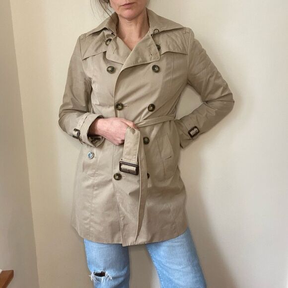London Fog Quilted Flap Double Breasted Trench Coat - Picture 6 of 16